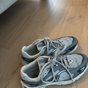 Gray and White Athletic Sneakers